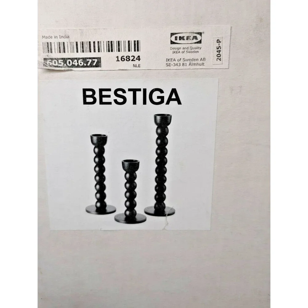 NIB Ikea Bestiga 605.046.77 Metal Candle Stick Holders Set of 3 Matte Black
